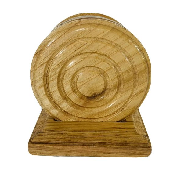 Vintage Kamenstein Wood Swirl Drink Coaster Set 4 Pc Stand Up Caddy Holder - Picture 2 of 10